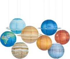 8 PCS Planet Paper Outer Space Party Decorations Solar System Planets Hanging…