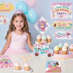 10PCS Pre-Printed Ice Cream Party Signs – Durable Decorations for All Occasions