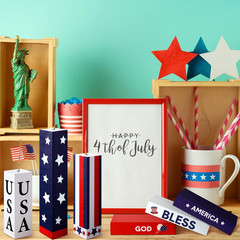 8 Pcs 4Th of July Table Decorations Wooden Patriotic Decorations 4Th of July Tie