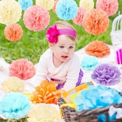 72 Pcs Tissue Paper Pom Poms Pastel Party Decorations Assorted Rainbow Paper