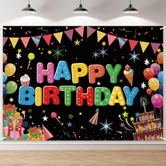 7 X 5 FT Happy Birthday Backdrop – Extra Large Colorful Birthday Banner Wall