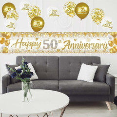50Th Anniversary Decorations Kit – Large Happy 50Th Anniversary Banner with 18 B