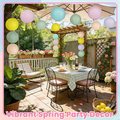 Pastel Paper Lanterns 12 Pcs – 12″ Large round Hanging Paper Lanterns for Pastel