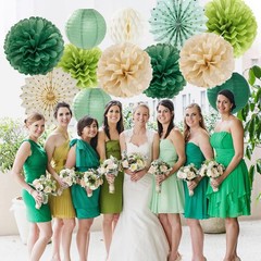 Sage Green Gold Party-Decorations Streamers-Lanterns – 14pcs Olive Fan Honeyc…