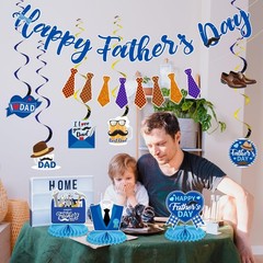 Arosche Fathers Day Decorations Banner Hanging Swirls Honeycomb Multi Color