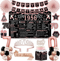 70Th Birthday Decorations for Women,32Pcs Back in 1956 Birthday Party Decoration