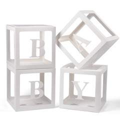 Baby Boxes with Letters for Baby Shower, 4 Transparent Balloon Boxes with Let…