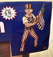 Uncle Sam 5½-Foot Tall Jointed 4th of July Flag Patriotic Wall Decoration. NEW