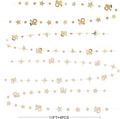 Champagne Gold Number 16 Circle Dot Twinkle Star Garland Streamer Bunting Banner