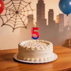 laackys Red Blue Spider 5th Birthday Candles, 1.9 inches x 4.5 inches, 5
