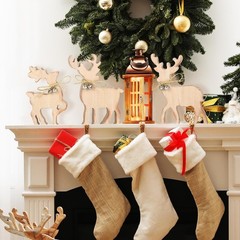 Cute Christmas Tiered Tray Decor Indoor, Wooden Reindeer Christmas Tabletop D…