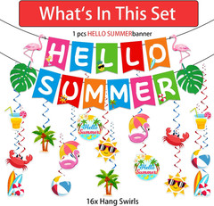 Summer Party Decorations, Beach Party Decorations Include Hello Summer Banner an