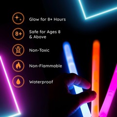 Glow Sticks Jumbo 10″ Multi Color For Party, Festivals, Raves, Birthday, 50 Ct