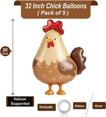 5 Pcs Chick Balloons Set – Farm Chicken Shaped Balloons for Spring Farm Anima…