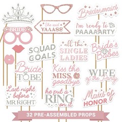 Fully Assembled Bachelorette Photo Booth Props – Set of 32 – Rose Gold, Pink,…