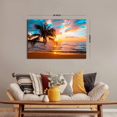 Beach Canvas Wall Art Palm Tree Coastal Wall Decor Nature Ocean Landscape Pic…