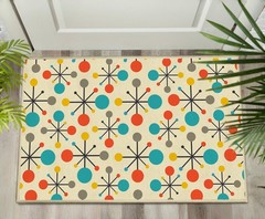 Retro Front Door Mat Small Entryway Rug Carpet 2×3 Non Slip Washable Mid Cent…