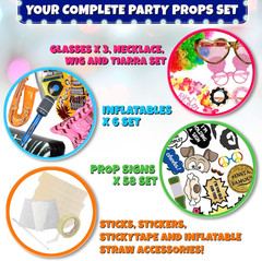 70 Pc Large Premium Photo Booth Props Set for All Occasions – Wedding Props, Bir
