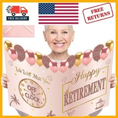 Jumbo Pink Rose Gold Retirement Card with Envelope – Extra Large 22×15 Inches