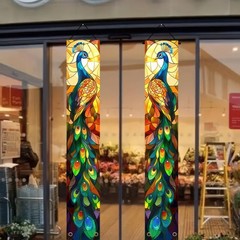 BlissYard 2pcs Peacock Decorations Door Banner Stained Glass Peacock Porch Ba…