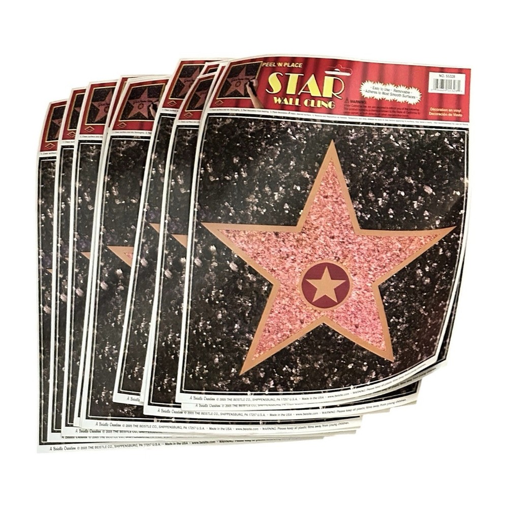 Lot 10 Hollywood Star Wall Clings Walk of Fame Birthday Party Teacher Decor