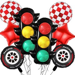 Traffic Light Balloons for Race Car Party Decoration, Red and White Check Bal…