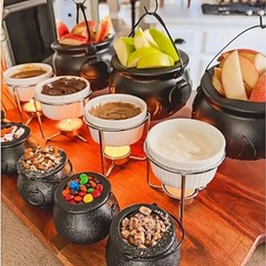 2/6/12PCS Mini Witch Cauldron Pots with Handle Halloween Candy Bowl Holders