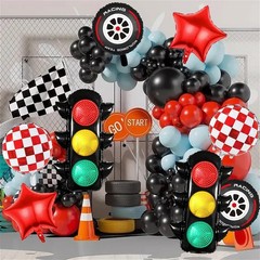 Traffic Light Balloons for Race Car Party Decoration, Red and White Check Bal…