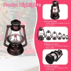 Dollhouse Micro Lantern, 3.74″ Height, Plastic Mini Kerosene Lamp Copper, 4pcs