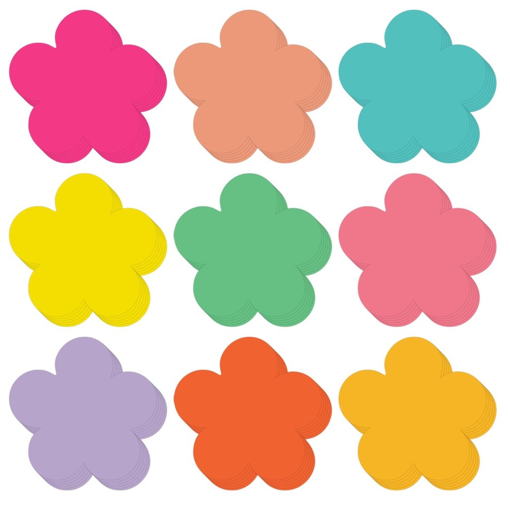 54 PCS Flower Cutouts Paper 9 Colors Bulletin Board Classroom DIY Craft