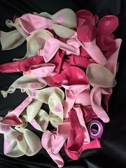 60 Piece Balloon Arch Or Spray Of Latex Balloons Pink, Rose Red & Clear Filled