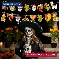 24PCS Mexican Theme Party Decorations, Fiesta Mexican Banner Cinco De Mayo Party