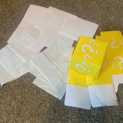 NWOT Party Supplies 3 Yellow (?) Boxes, 5 Pc. Variety Peel Sticker Boxes, 7 Gt B