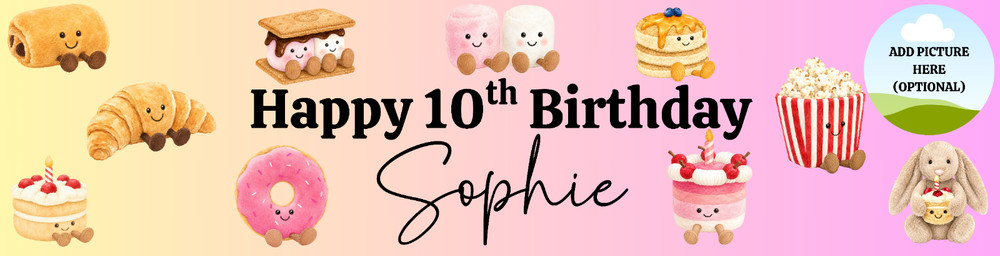 CAT BIRTHDAY BANNER CUSTOM PERSONALIZED DECOR NAME PARTY PHOTO JELLY