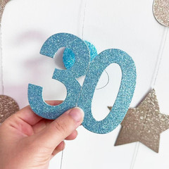 Champagne Gold Blue 30Th Birthday Decorations Number 30 Circle Dot Star Garland