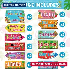 24 Pieces Luau Party Decorations Summer Tropical Party Directional Sign Hawaiian