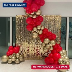 153Pcs Red and Gold Balloons Garland Arch Kit with Stars – 22 18 12 10 5 inch Di