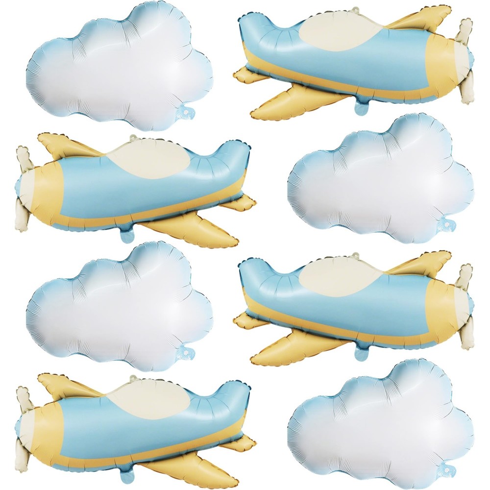 Airplane-Balloons Cloud-Balloon 8PCS 31in Matte Airplane Foil Balloon 30in Cl…
