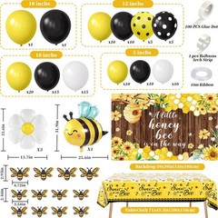 133Pcs Honey Bee Baby Shower Decorations Neutral, Bumble Bee Balloon Arch wit…