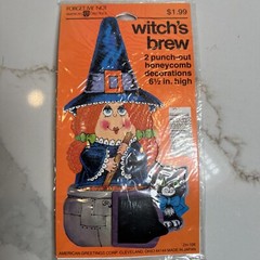 American Greetings 2 Pack Honeycomb decorations Witch’s Brew 6.5” NOS Sealed