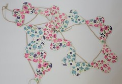 Floral Paper Butterfly Garland / Bunting 10 Butterflies, Each 5.5 X 4″ Spring