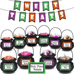 Meanplan Halloween Witch Party Favors Black Mini Cauldrons 2.8″ 12pcs