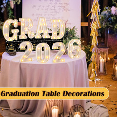 Graduation Decorations 2026, 8 Pcs Marquee Light up Letter Grad 2026 Sign, Gradu