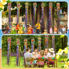 8 Pcs Hawaiian Luau Party Decorations 8.66 Inch x 3.3 Ft Colorful Decor