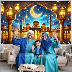Eid Decorations Banner Ramadan Decorations 71×43 Inch Backdrop Crescent Moon …