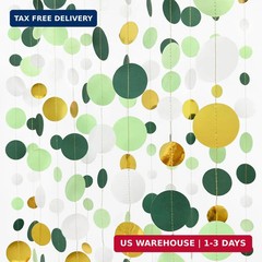 46 Ft Sage Green Gold Party Decorations Polka Dots Garlands Hanging Paper Circle