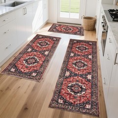Kitchen Rug Set 3Pcs, Boho Rug Sets Non Slip Washable for Floor Thick Farmhou…