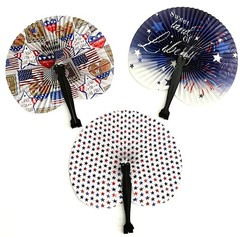 Patriotic Paper Folding Accordion Mini Hand Fans July 4th 3 in pack New