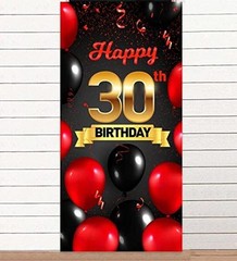 Happyth Birhday Red Black Banner Backdrop Background Photo Booth Props 30