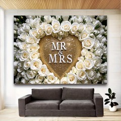 5x7FT/5x3FT Mr & Mrs Backdrop Wedding Valentine’s Day Backgrounds Photo Booths